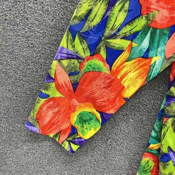 Vintage Sirena Top Plus Small Floral Blouse cover up Relaxed Tropical Hawaii Ope - Picture 5 of 16